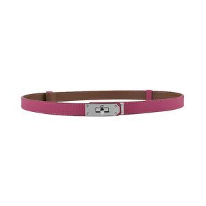 9236 Women's Skinny Leather Belt With Adjustable Silver Turn-lock Buckle